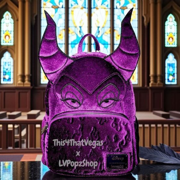 Loungefly X DISNEY Maleficent Purple Velvet Backpack and Wallet Set main image 4